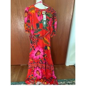 FARM Rio Vibrant Floral Maxi Dress - Red and Pink
